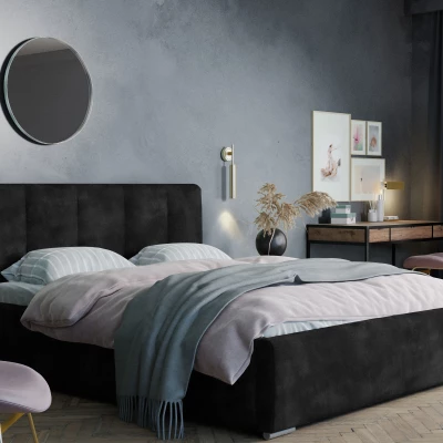 Moderní čalouněná postel 180x200 NEUSA 1 s úložným prostorem - černá