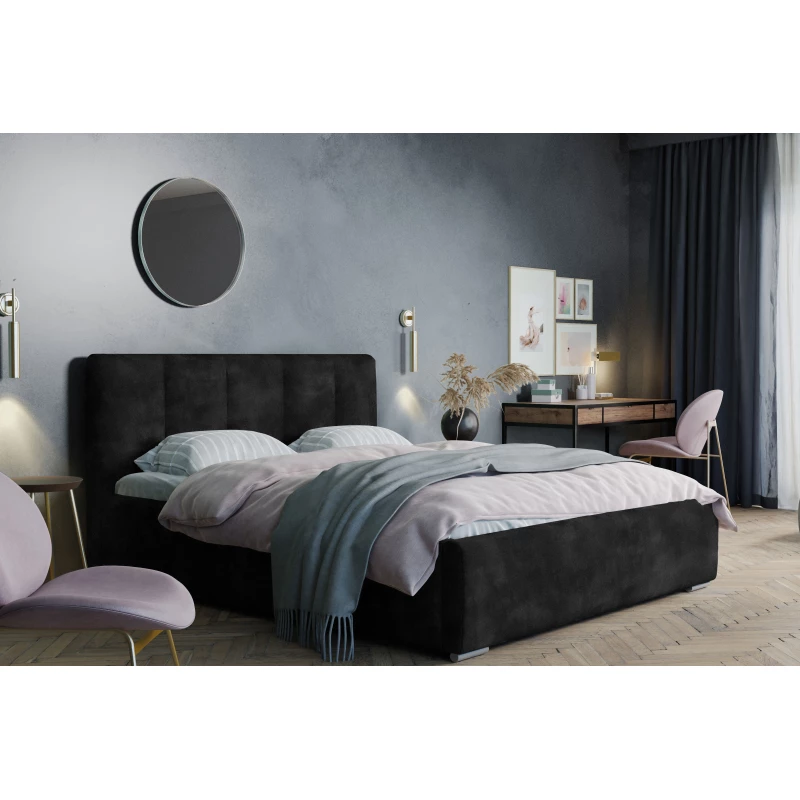 Moderní čalouněná postel 180x200 NEUSA 1 s úložným prostorem - černá