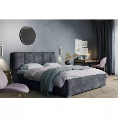 Moderní čalouněná postel 160x200 NEUSA 1 s úložným prostorem - tmavě šedá 