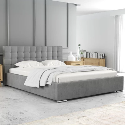 Manželská postel 200x200 LAURINDA 1 s úložným prostorem - světle šedá