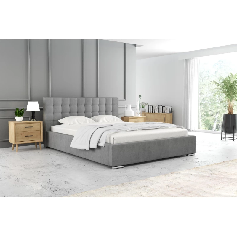 Manželská postel 200x200 LAURINDA 1 s úložným prostorem - světle šedá