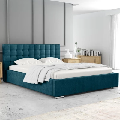 Manželská postel 180x200 LAURINDA 1 s úložným prostorem - tyrkysová