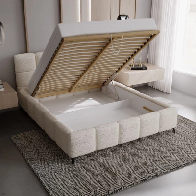 Čalouněná postel 160x200 ARMINDA 1 s úložným prostorem - vanilková