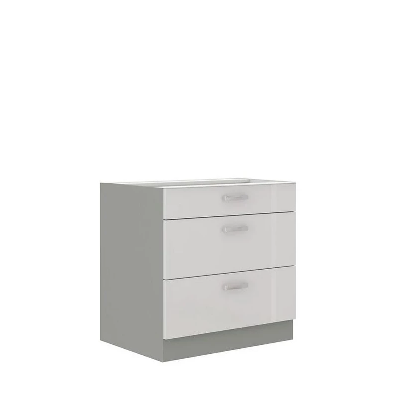 Dolní šuplíková kuchyňská skříňka 80 cm GENJI - šedá / lesklá bílá