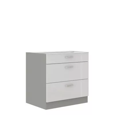 Dolní šuplíková kuchyňská skříňka 80 cm GENJI - šedá / lesklá bílá