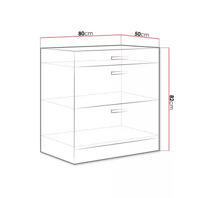 Dolní šuplíková kuchyňská skříňka 80 cm GENJI - šedá / lesklá bílá