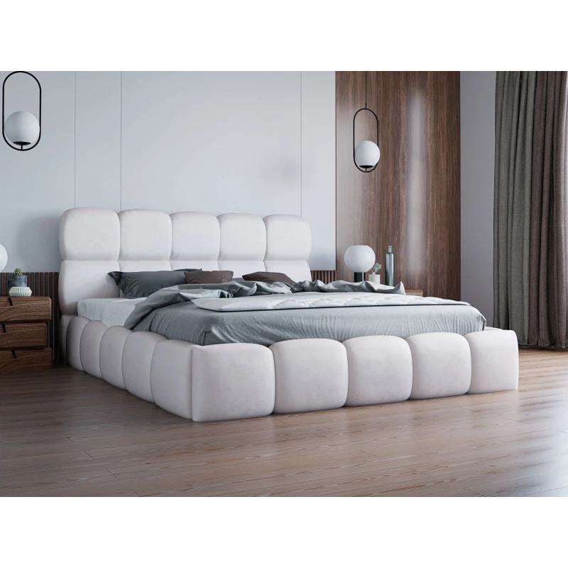 Čalouněná postel 160x200 ALZIRA 1 s úložným prostorem - vanilková