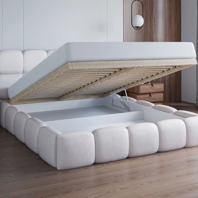 Čalouněná postel 160x200 ALZIRA 1 s úložným prostorem - vanilková