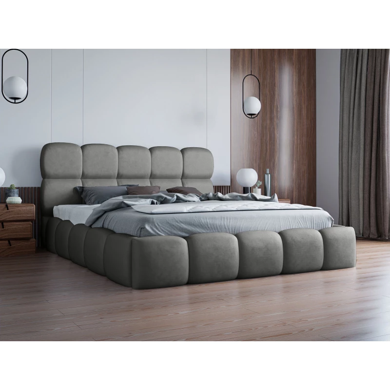 Čalouněná postel 160x200 ALZIRA 1 s úložným prostorem - šedá