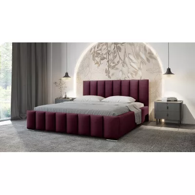 Elegantní čalouněná postel 120x200 MADALENA 1 s úložným prostorem - vínová