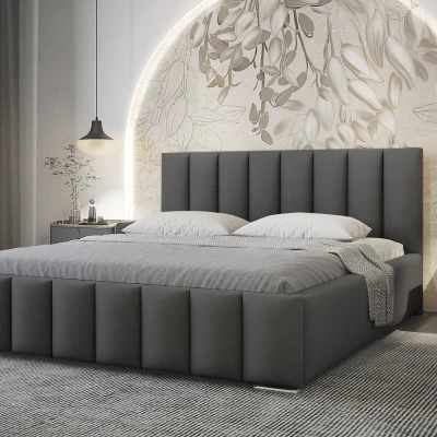Elegantní čalouněná postel 120x200 MADALENA 1 s úložným prostorem - tmavě šedá