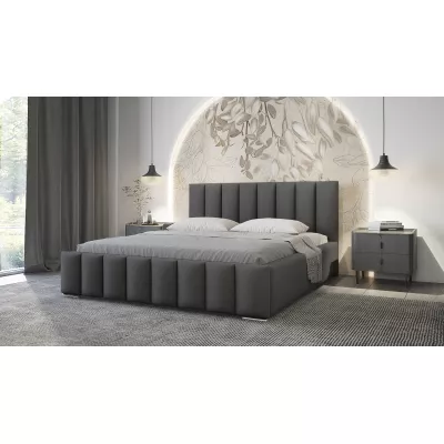 Elegantní čalouněná postel 120x200 MADALENA 1 s úložným prostorem - tmavě šedá