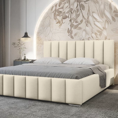 Elegantní čalouněná postel 120x200 MADALENA 1 s úložným prostorem - vanilková