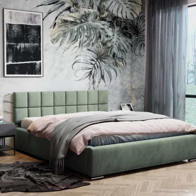 Čalouněná postel s prošívaným čelem 160x200 RICARDINA 1 - mátová