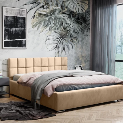 Čalouněná postel s prošívaným čelem 120x200 RICARDINA 1 - meruňková