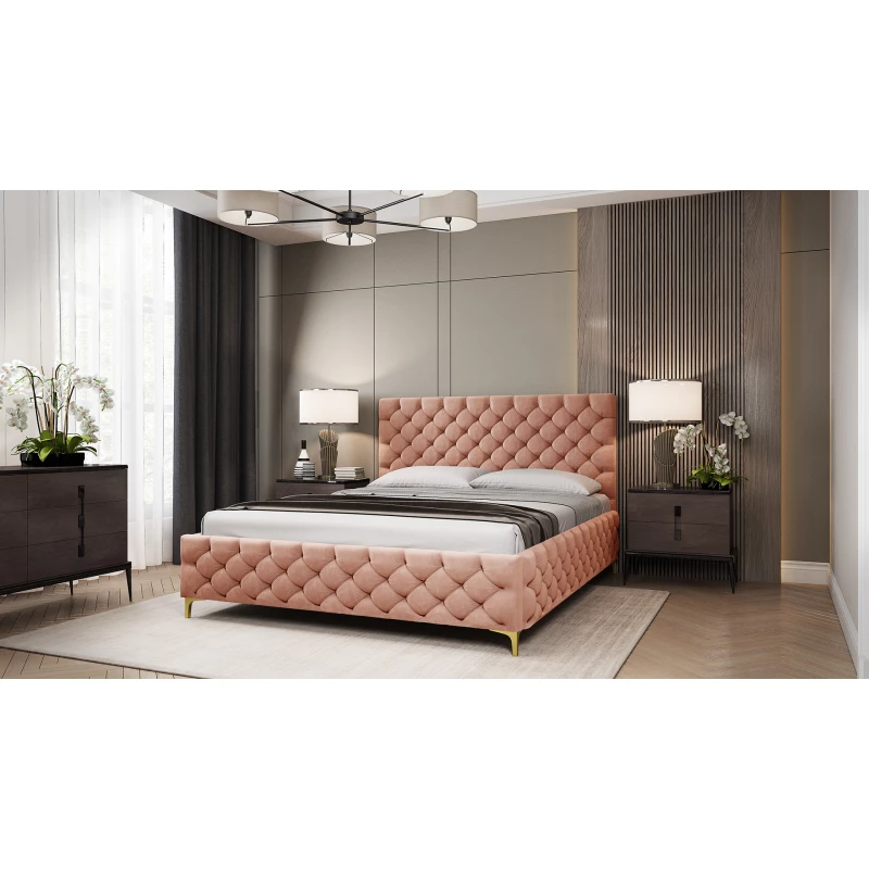 Čalouněná postel 120x200 RUBBINA 1 s úložným prostorem - růžová