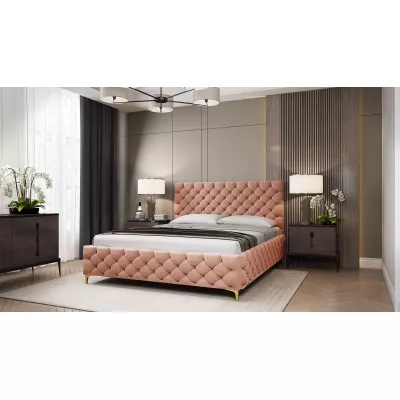 Čalouněná postel 120x200 RUBBINA 1 s úložným prostorem - růžová