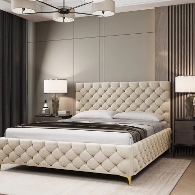 Čalouněná postel 160x200 RUBBINA 1 s úložným prostorem - vanilková