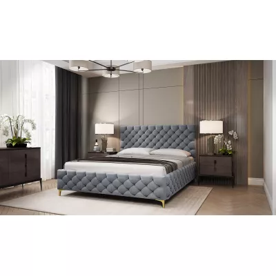 Čalouněná postel 120x200 RUBBINA 1 s úložným prostorem - šedá