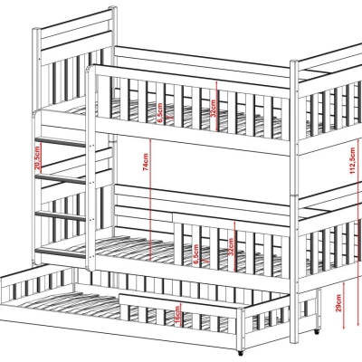 VÝPRODEJ - Dětská palanda s přistýlkou 90x200 BAYRA - bílá