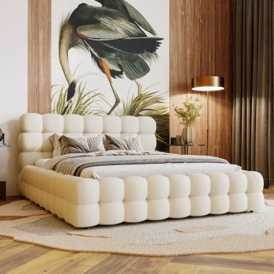 Jednolůžková postel 120x200 MAFALDA 1 s úložným prostorem - vanilková