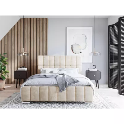 Moderní postel 200x200 ARLETE 1 s úložným prostorem - smetanová