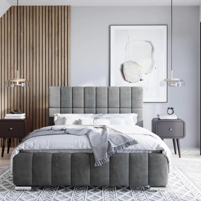Moderní postel 160x200 ARLETE 1 s úložným prostorem - šedá
