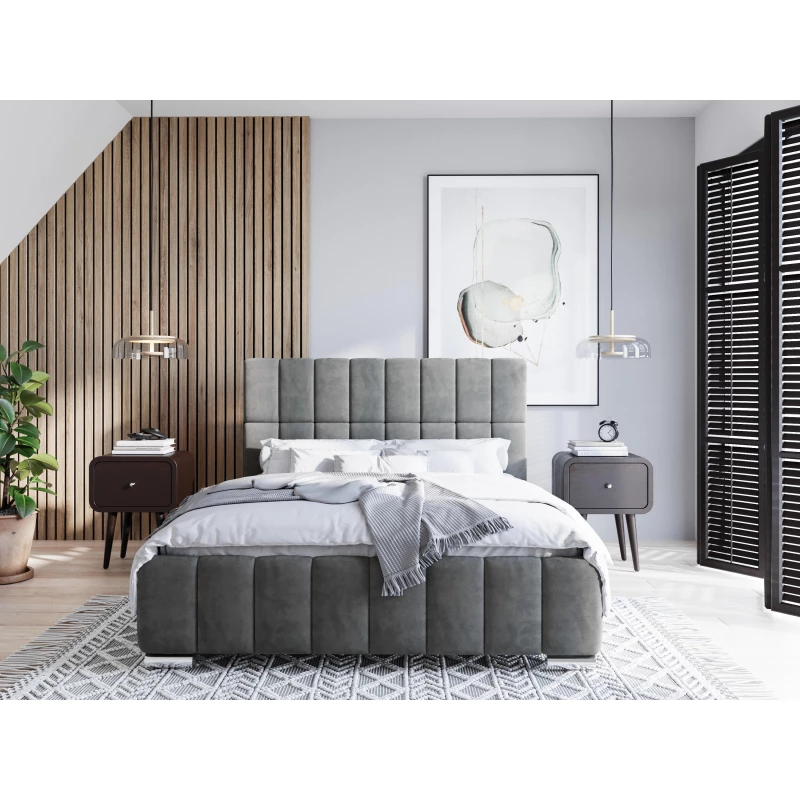 Moderní postel 160x200 ARLETE 1 s úložným prostorem - šedá