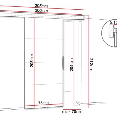 Posuvné interiérové dveře VIGRA 2 - 70 cm, jasan tmavý