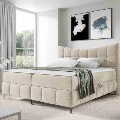 Kontinentální dvojlůžková postel 180x200 ZOLZA - latte + topper ZDARMA