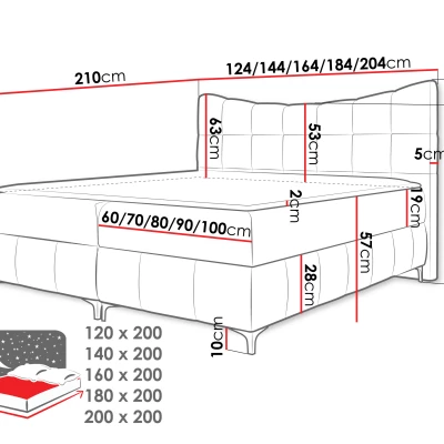 Kontinentální dvojlůžková postel 200x200 ZOLZA - latte + topper ZDARMA