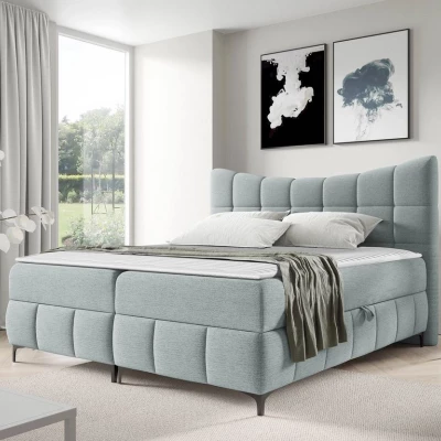 Kontinentální dvojlůžková postel 160x200 ZOLZA - stříbrná + topper ZDARMA