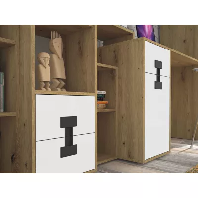 Nábytek do studentského pokoje BASHIRA 1 - dub / dub artisan lesklý