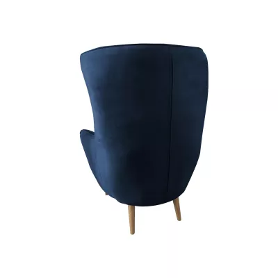 Designové křeslo ušák s taburetkou LEVI - špinavé bílé