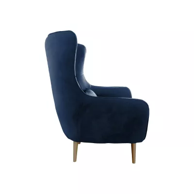 Designové křeslo ušák s taburetkou LEVI - špinavé bílé
