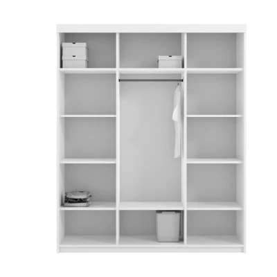 Šatní skříň se zrcadlem 180/60 AUREN - lesklá bílá