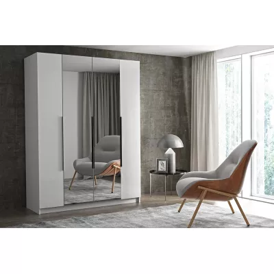 Šatní skříň se zrcadlem 180/60 AUREN - lesklá bílá