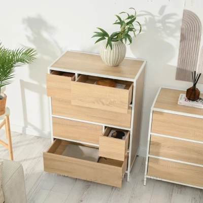 Šuplíková komoda MAIRA - bílá / dub sonoma