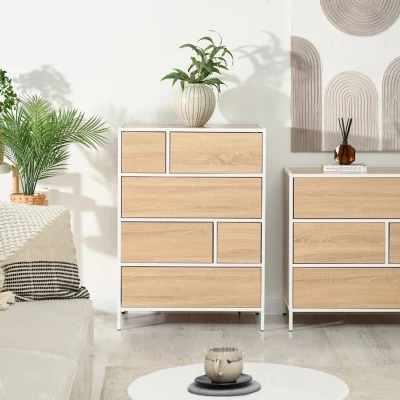 Šuplíková komoda MAIRA - bílá / dub sonoma