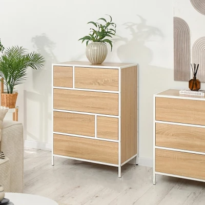 Šuplíková komoda MAIRA - bílá / dub sonoma