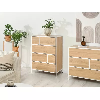 Šuplíková komoda MAIRA - bílá / dub sonoma