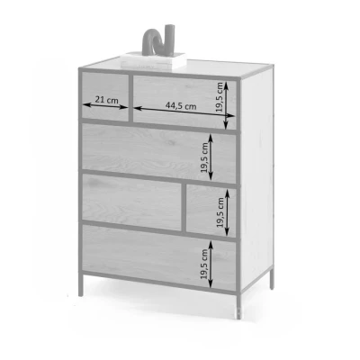 Šuplíková komoda MAIRA - dub / černá