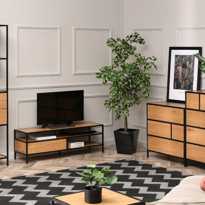 Šuplíková komoda MAIRA - dub / černá