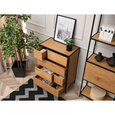 Šuplíková komoda MAIRA - dub / černá