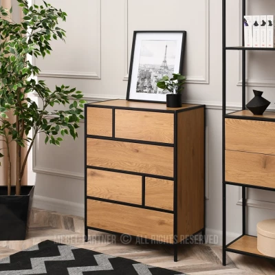 Šuplíková komoda MAIRA - dub / černá