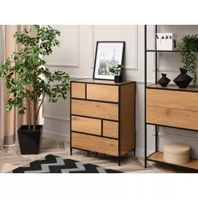 Šuplíková komoda MAIRA - dub / černá