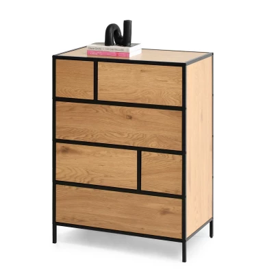 Šuplíková komoda MAIRA - dub / černá