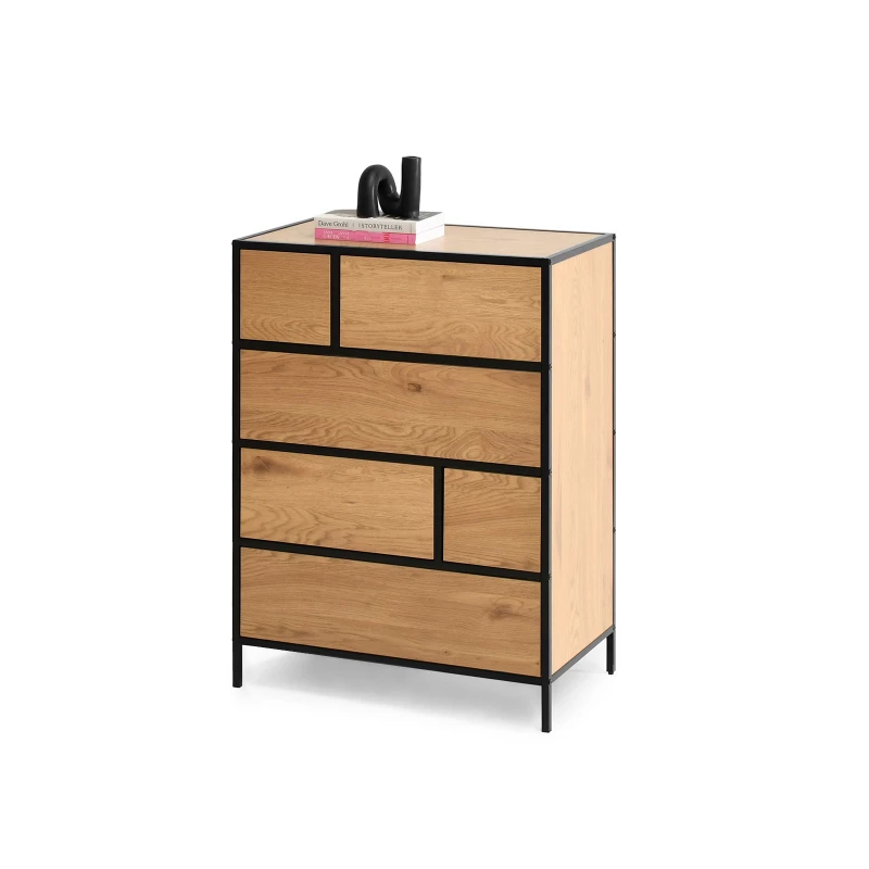 Šuplíková komoda MAIRA - dub / černá