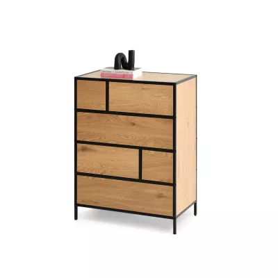 Šuplíková komoda MAIRA - dub / černá