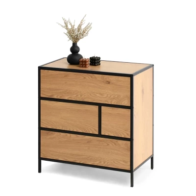 Úzká šuplíková komoda MAIRA - dub / černá
